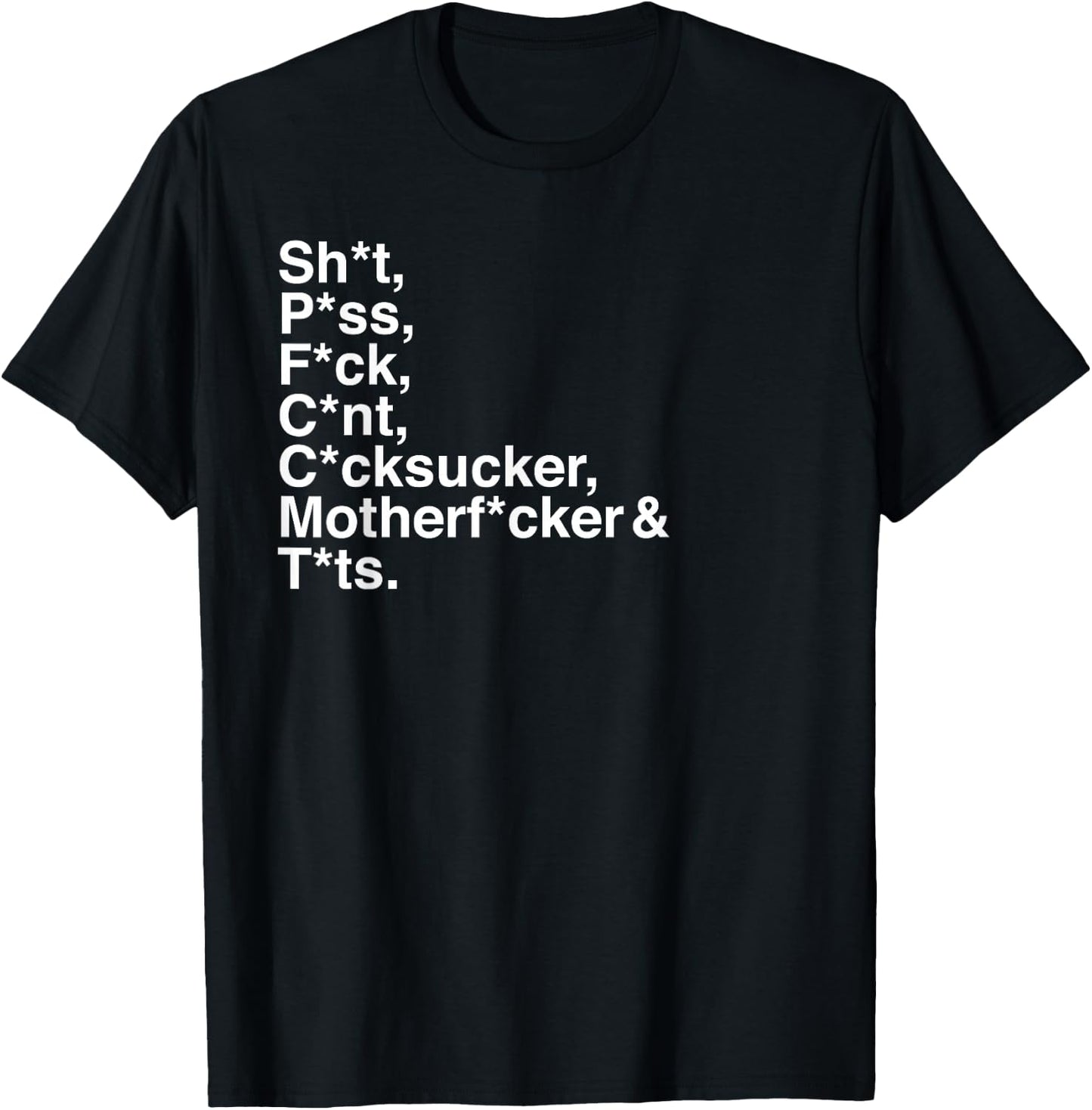 Profanity, Seven Obscene Words, Ironic Censored Helvetica T-Shirt - T-Shirt | Black