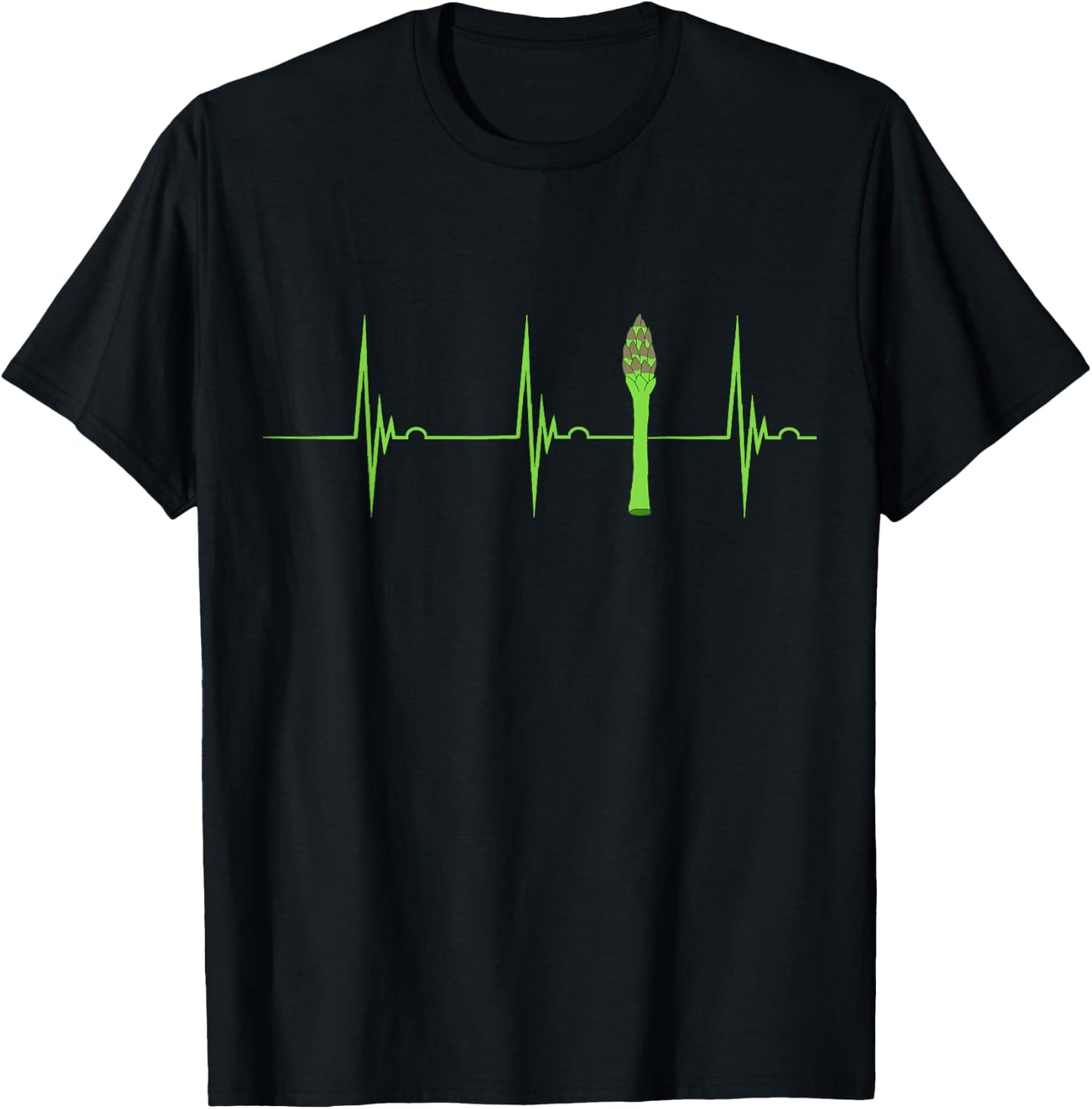 Asparagus Heartbeat EKG Pulse Vegan Food Green Vegetarian T-Shirt - T-Shirt | Black