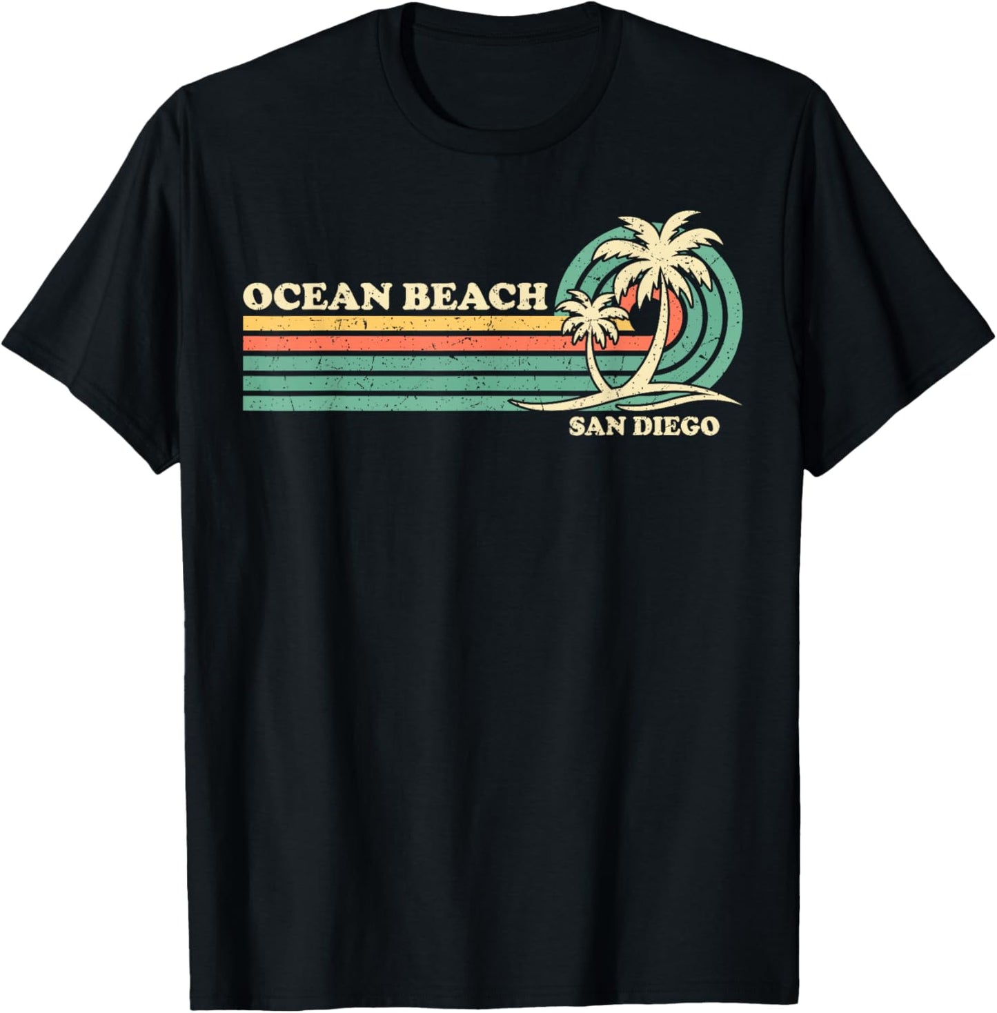 Vintage Retro Summer Vacation San Diego Ocean Beach T-Shirt - T-Shirt | Black