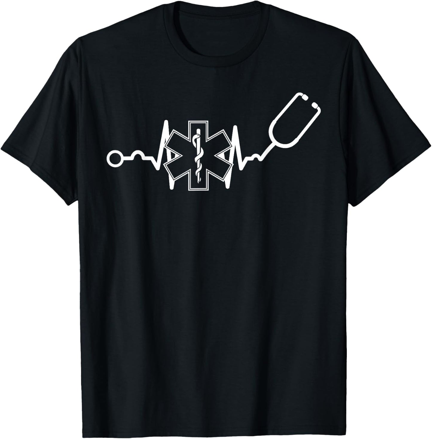 EMT Heartbeat Medical Worker First Responder Health Worker T-Shirt - T-Shirt | Black