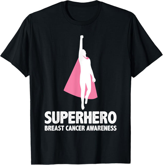 Superhero Men - Breast Cancer Awareness T-Shirt - T-Shirt | Black