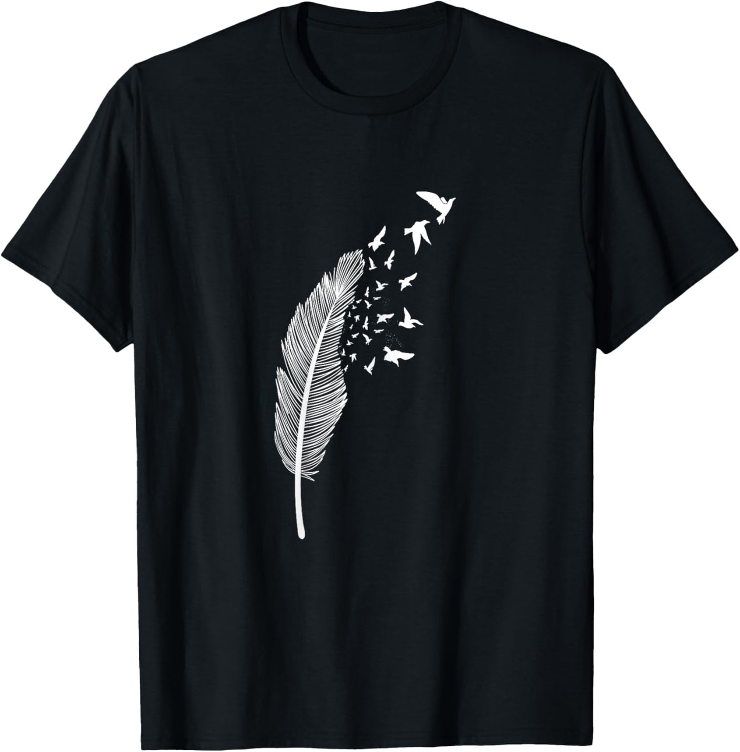 Bird and Feather T-Shirt - T-Shirt | Black