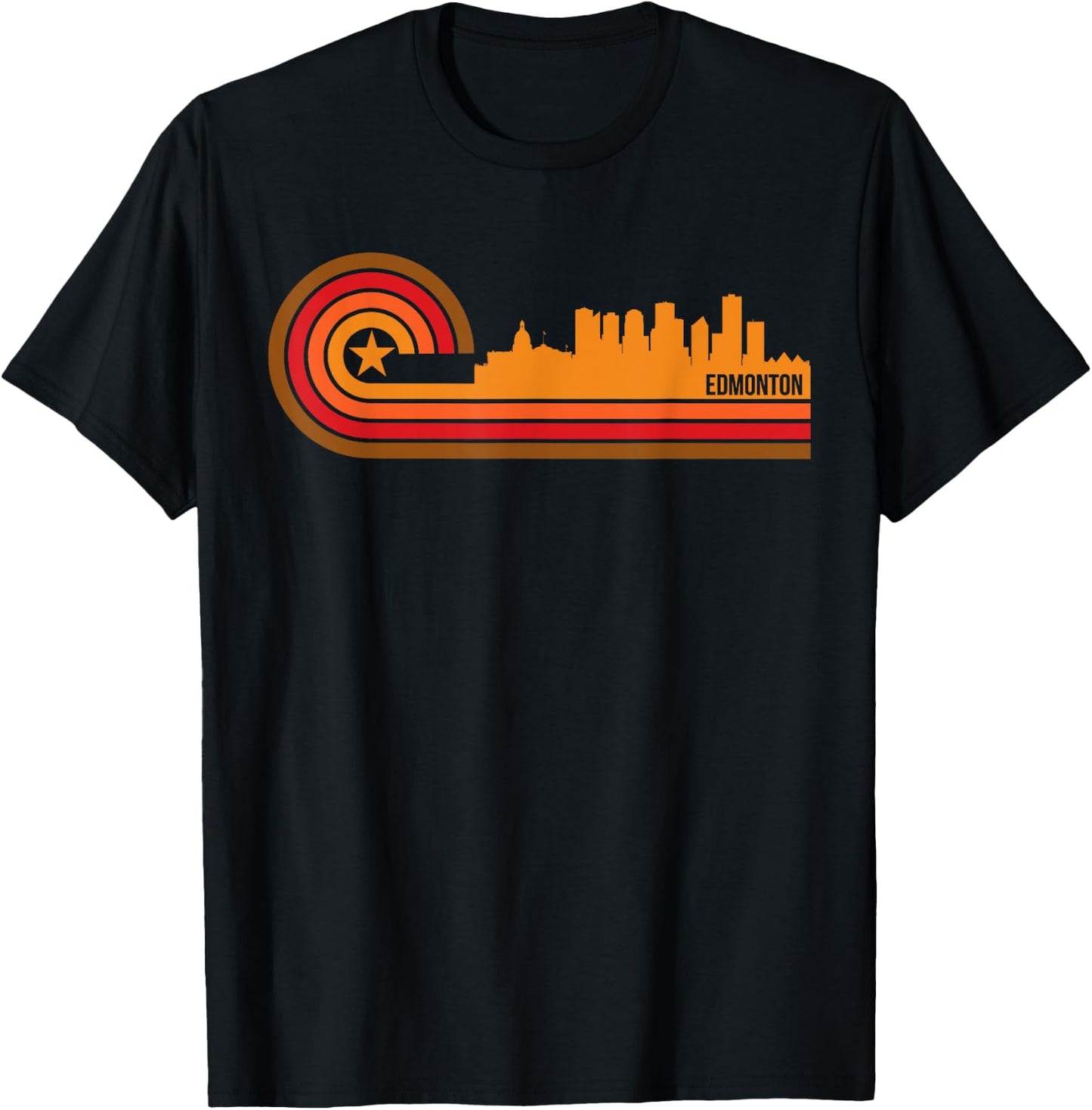 Retro Style Edmonton Alberta Canada Skyline T-Shirt - T-Shirt | Black