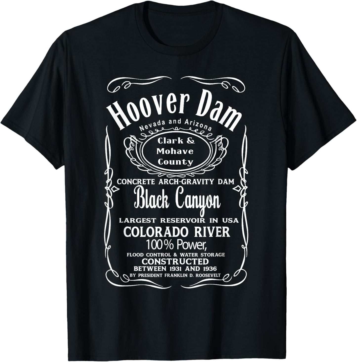 Hoover Dam Nevada Arizona USA United States of America T-Shirt - T-Shirt | Black