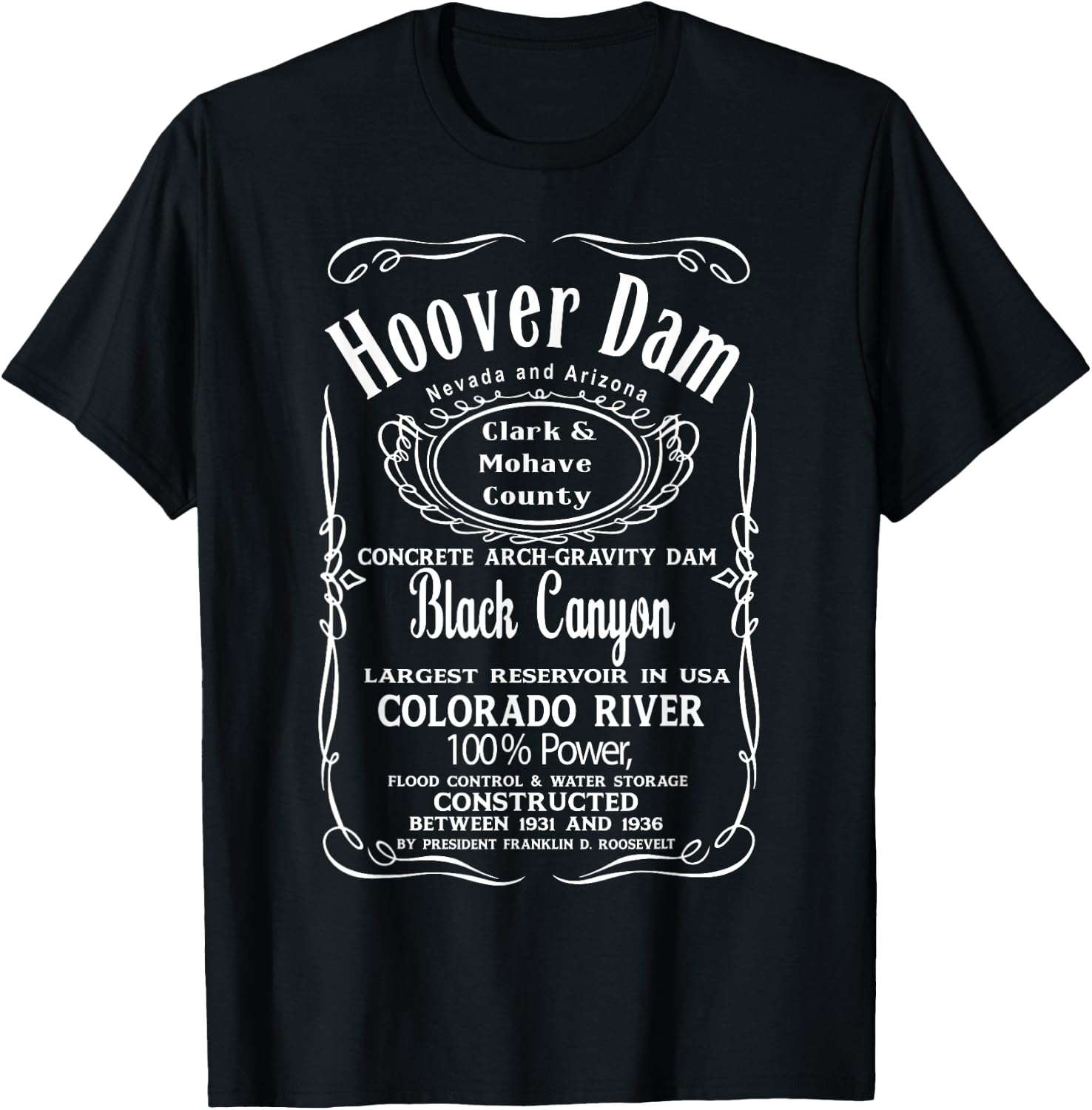 Hoover Dam Nevada Arizona USA United States of America T-Shirt - T-Shirt | Black