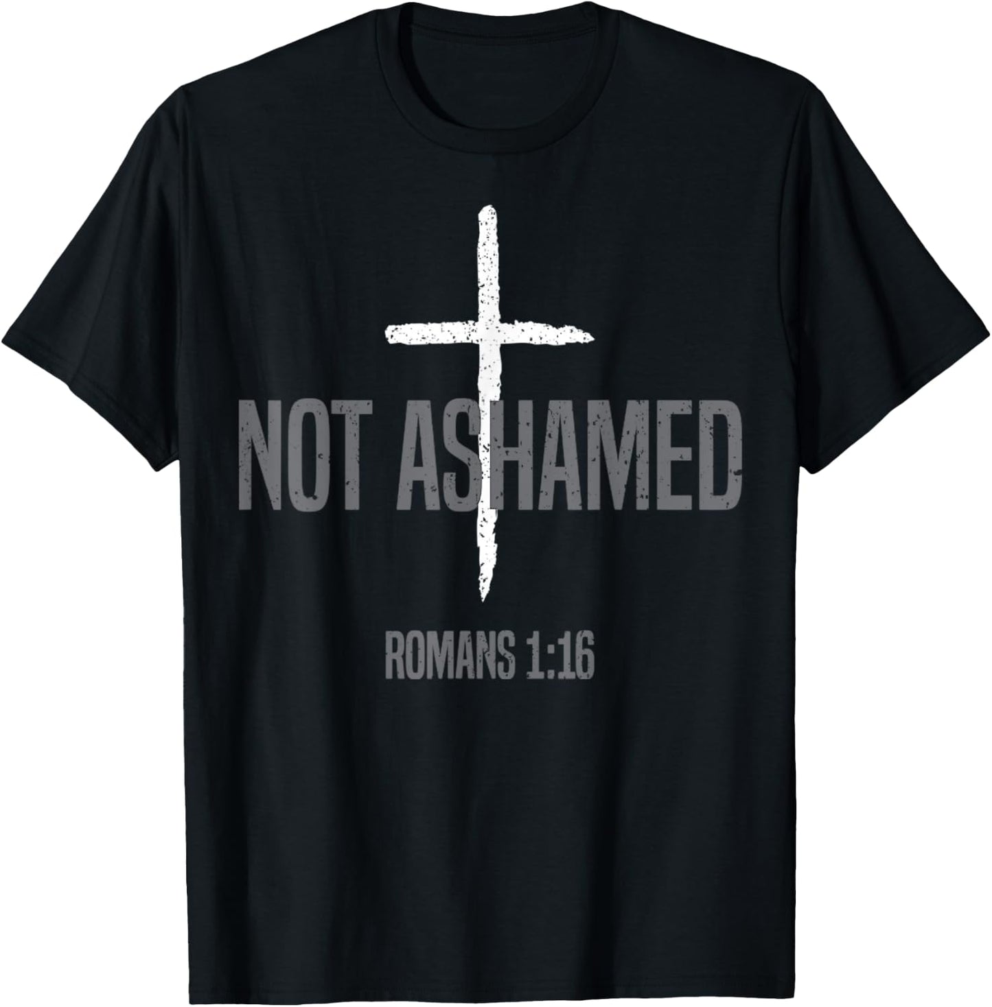 Vintage Not Ashamed Romans 1_16 _ Christian T Shirt T-Shirt - T-Shirt | Black