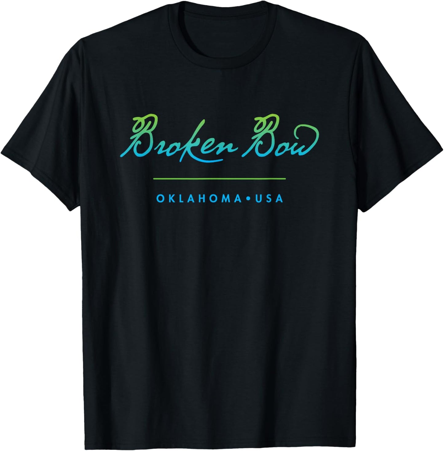 Broken Bow Oklahoma Typographic Design T-Shirt - T-Shirt | Black