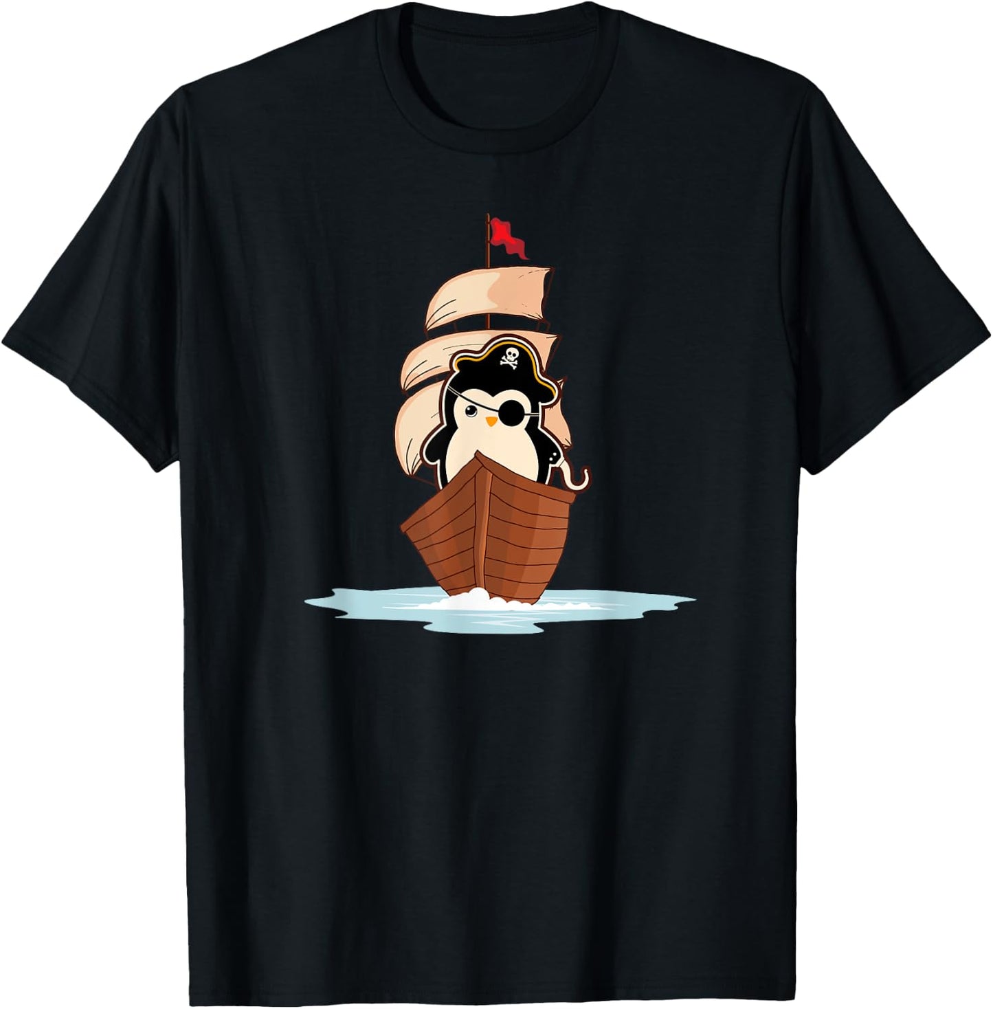 Pirate Penguin Whisperer Aquatic Bird Antarctica Animal T-Shirt - T-Shirt | Black