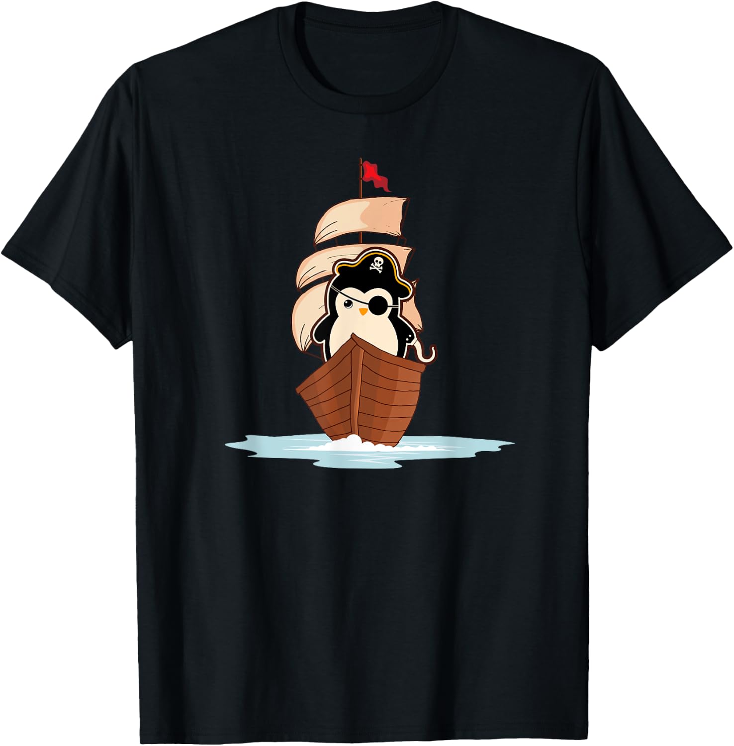 Pirate Penguin Whisperer Aquatic Bird Antarctica Animal T-Shirt - T-Shirt | Black