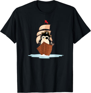 Pirate Penguin Whisperer Aquatic Bird Antarctica Animal T-Shirt - T-Shirt | Black