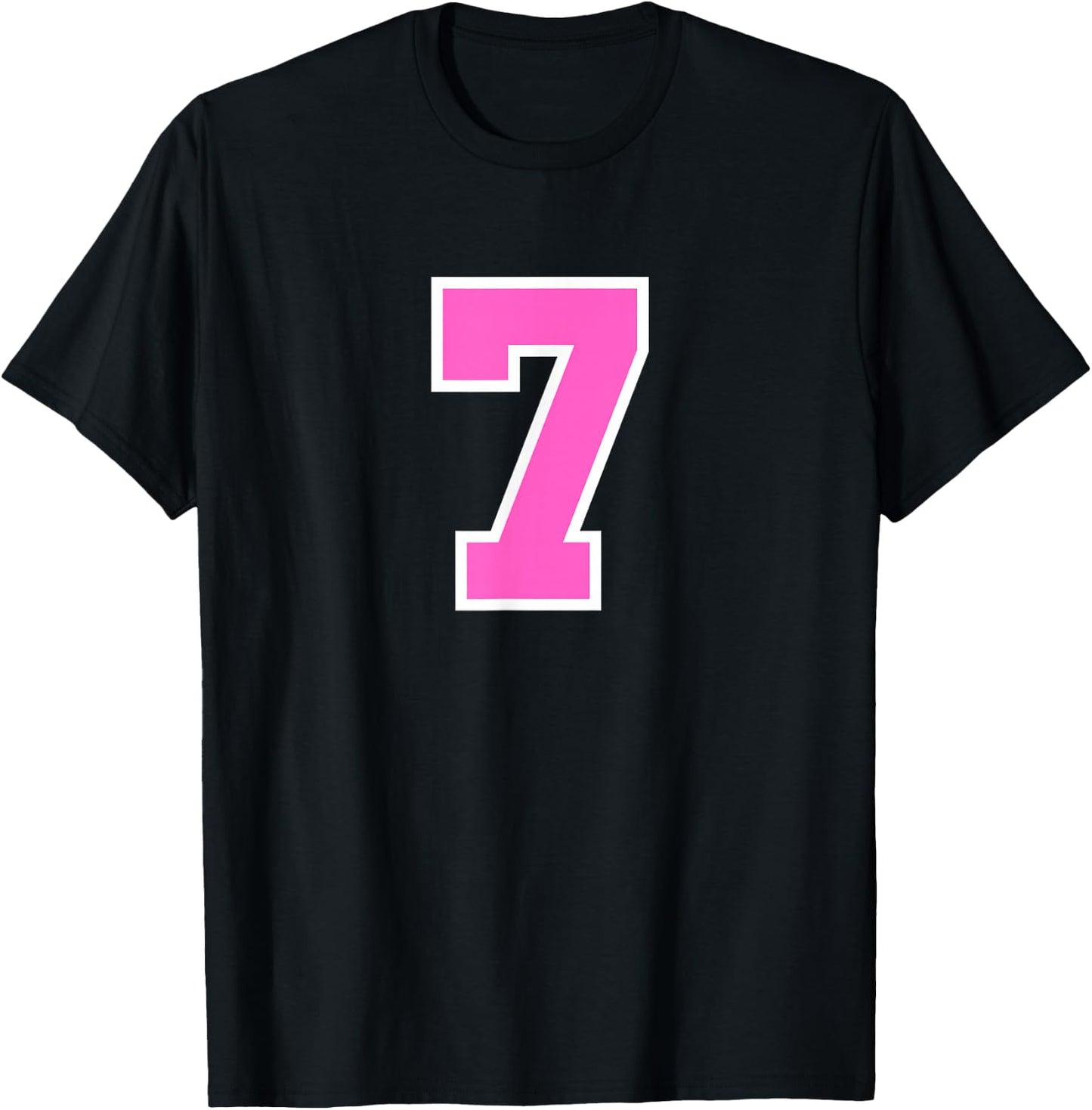 Pink Sports Team Number #7 T-Shirt - T-Shirt | Black
