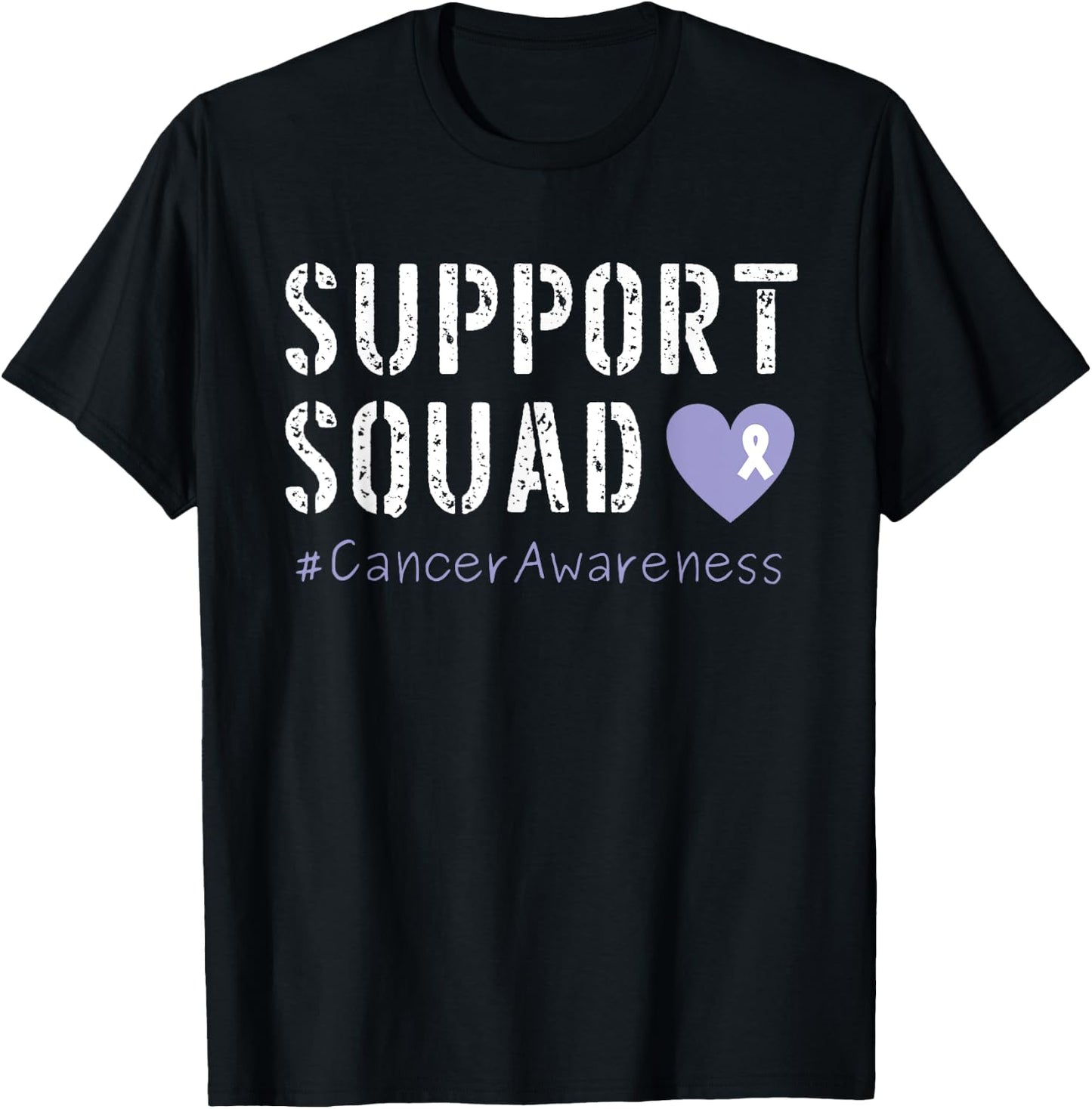 Lavender Ribbon Men Women Kids Boys Girls Cancer Awareness T-Shirt - T-Shirt | Black