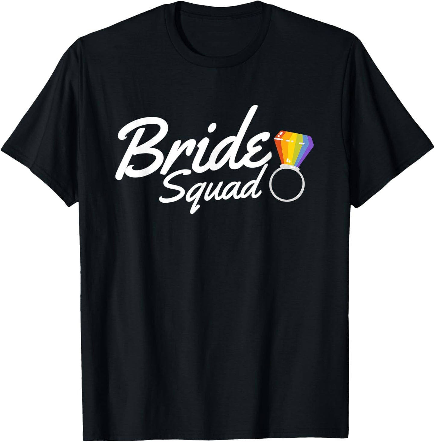 LGBTQ bride squad rainbow wedding ring pride gay lesbien T-Shirt - T-Shirt | Black