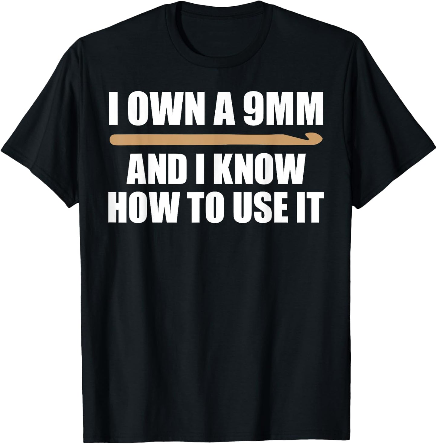 Funny Crochet Men 9mm Crochet Hook Yarn Crocheter T-Shirt - T-Shirt | Black