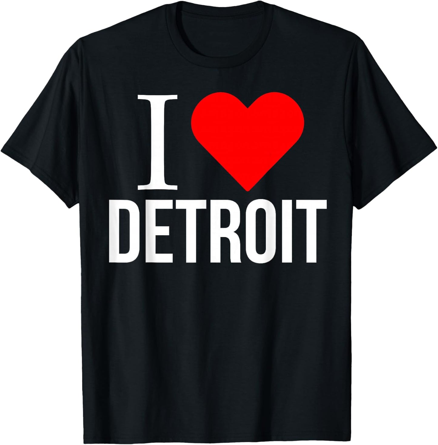 I Love Detroit Red Heart T-Shirt - T-Shirt | Black