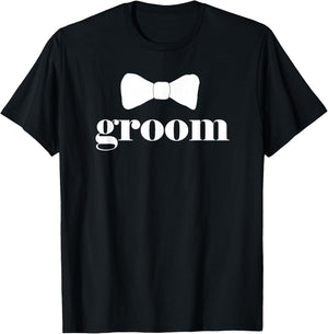 Funny Groom Bow Tie Bachelor Party Outfit Cool Wedding Gift T-Shirt - T-Shirt | Black
