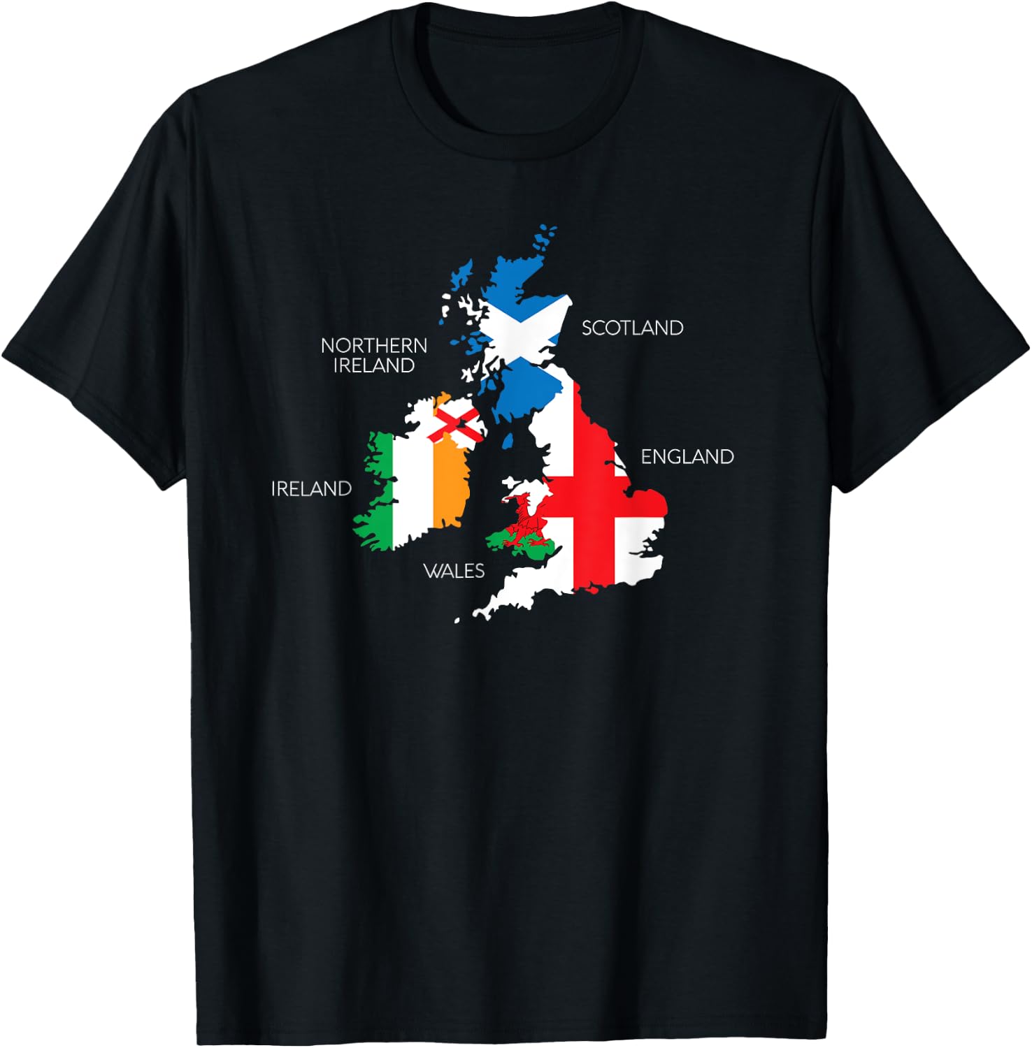 British Isles Sea Ireland Scotland Wales England Map Coins T-Shirt - T-Shirt | Black