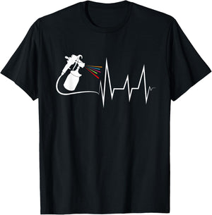 Car Painter Heartbeat Paint Gun Pulse EKG Auto Body Painter T-Shirt - T-Shirt | Black