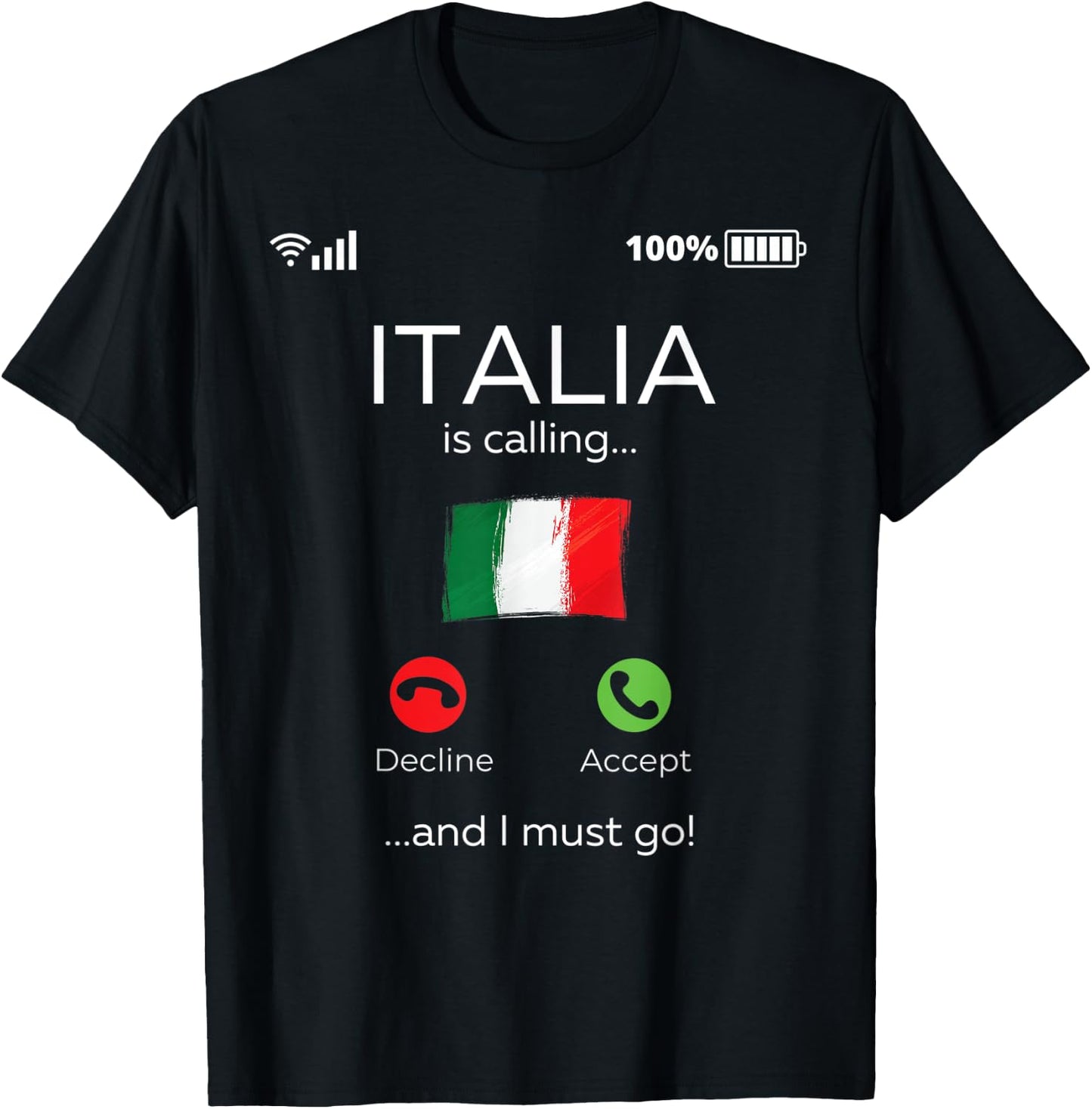 Funny Italian Shirts - Italy is calling - italian roots T-Shirt - T-Shirt | Black
