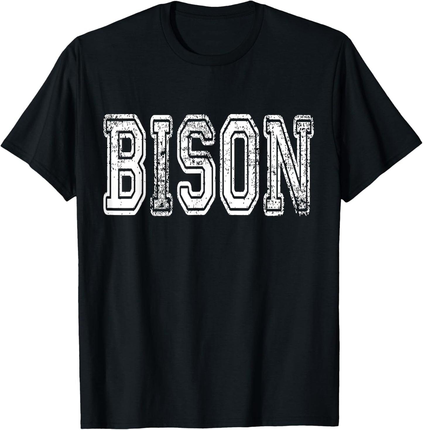 Bison Mascot Distressed Vintage School Sports Name Fans T-Shirt - T-Shirt | Black