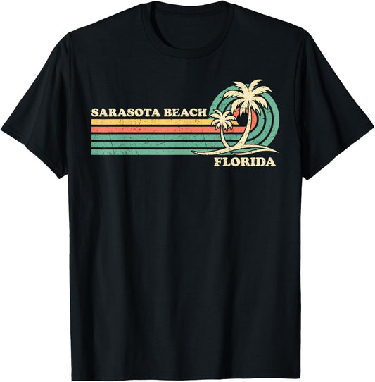 Vintage Retro Summer Vacation Florida Sarasota Beach T-Shirt - T-Shirt | Black