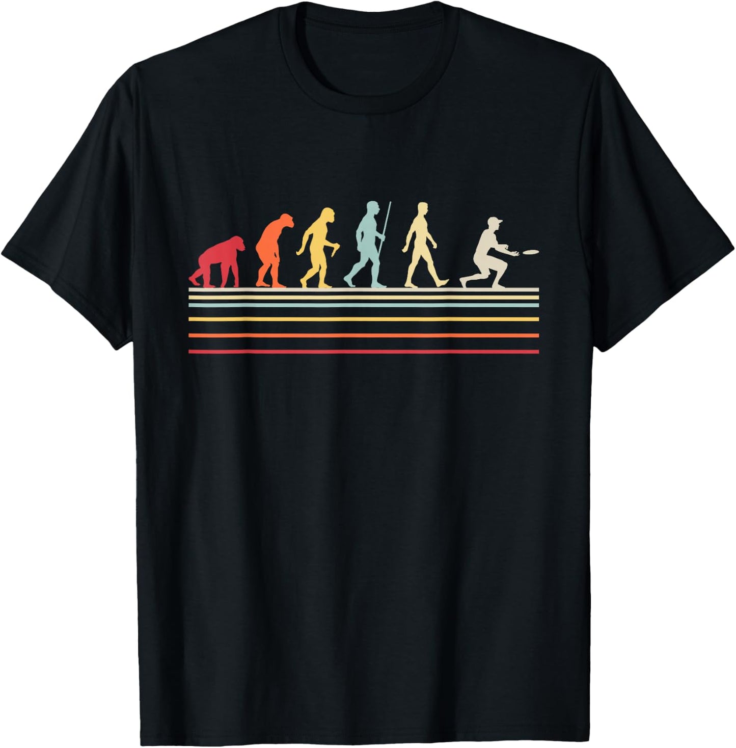 Funny Ultimate Frisbee Player Evolution Vintage Flying Disc T-Shirt - T-Shirt | Black