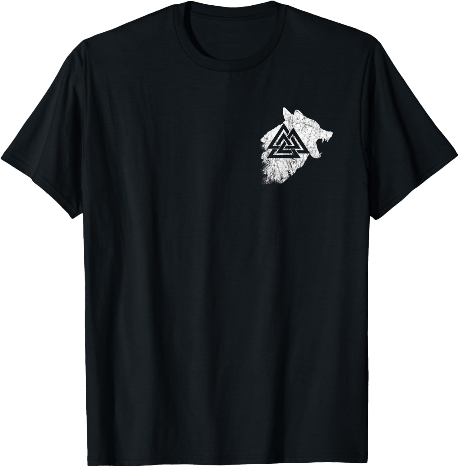 Fenrir Wolf Pagan Valhalla Viking Warrior Valknut Symbol T-Shirt - T-Shirt | Black
