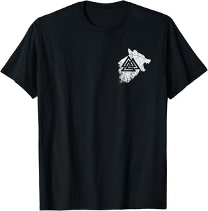Fenrir Wolf Pagan Valhalla Viking Warrior Valknut Symbol T-Shirt - T-Shirt | Black