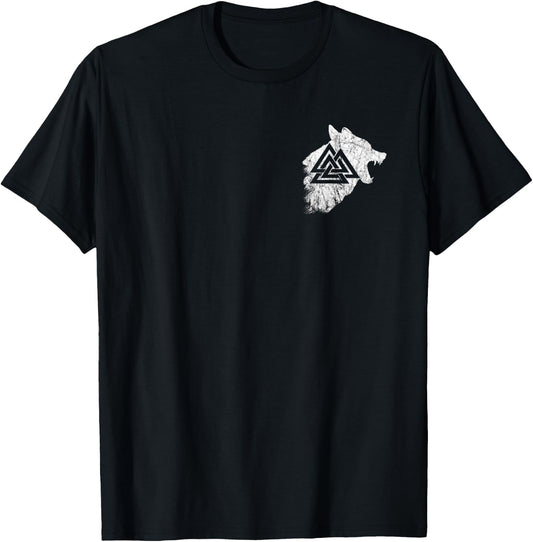 Fenrir Wolf Pagan Valhalla Viking Warrior Valknut Symbol T-Shirt - T-Shirt | Black