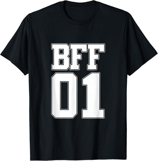 BFF 01 Best Friends Matching Bestie Friendship Day Shirt T-Shirt - T-Shirt | Black