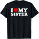 I Love My Sister Heart T-Shirt - T-Shirt | Black