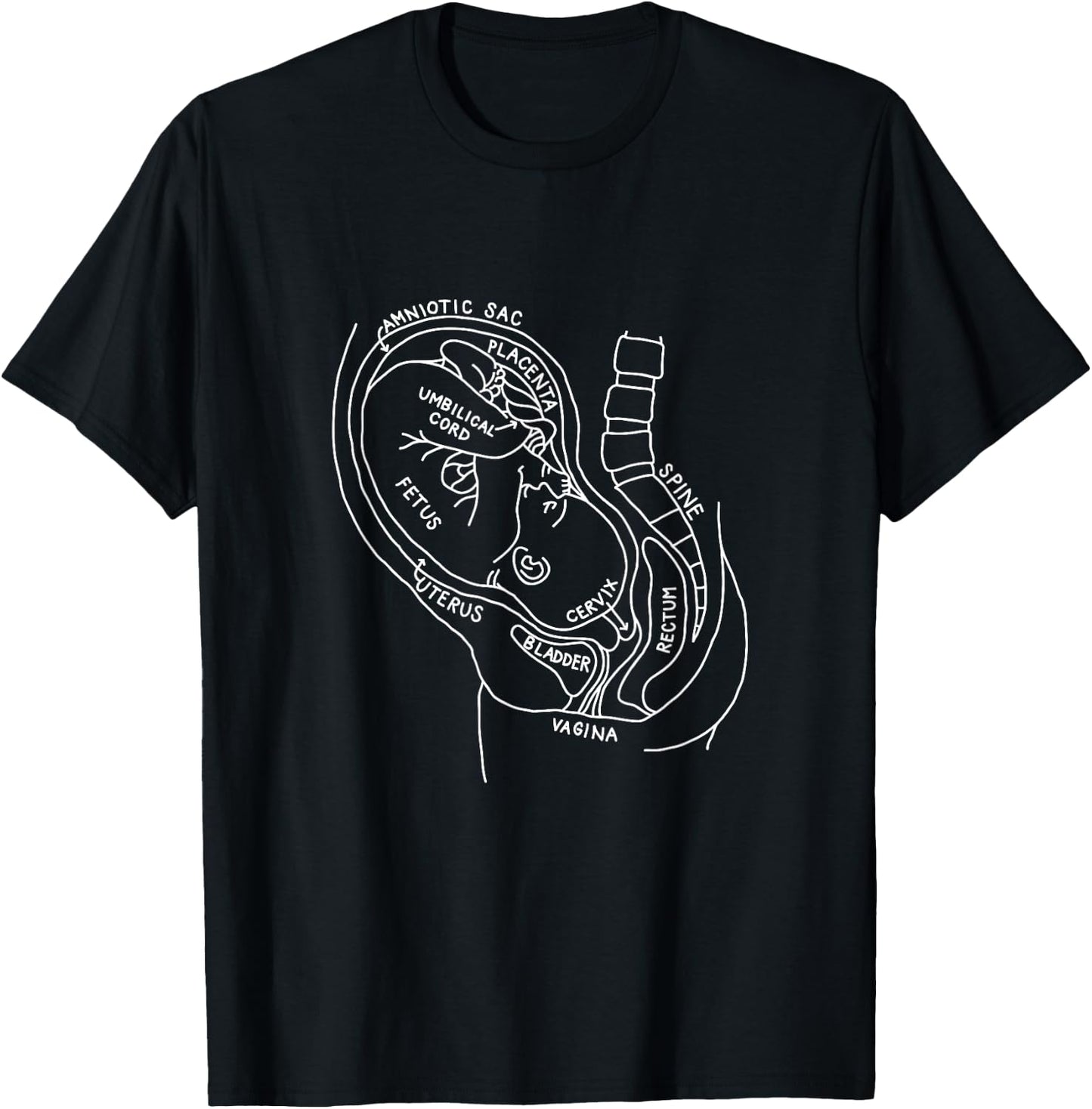 Pregnancy Anatomy Doula Midwife Mom Obstetrician OB GYN T-Shirt - T-Shirt | Black