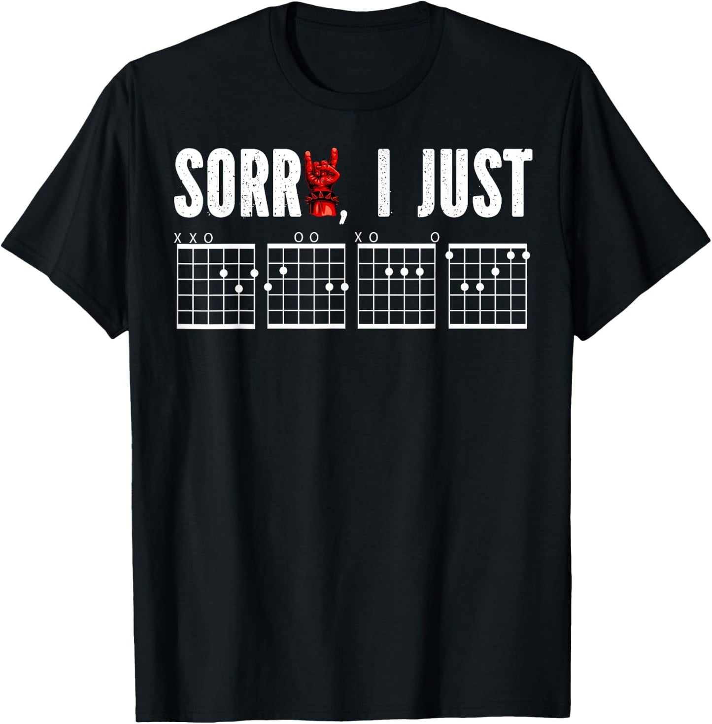 Sorry I Just DGAF Chords Hidden Message Funny Guitar Player T-Shirt - T-Shirt | Black