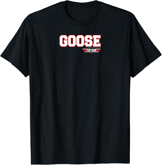 Top Gun Goose Athletic Lettering Logo Action Movie T-Shirt - T-Shirt | Black