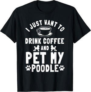 Poodle Dog Owner Pet Breeders Water Retriever Coffee Lover T-Shirt - T-Shirt | Black