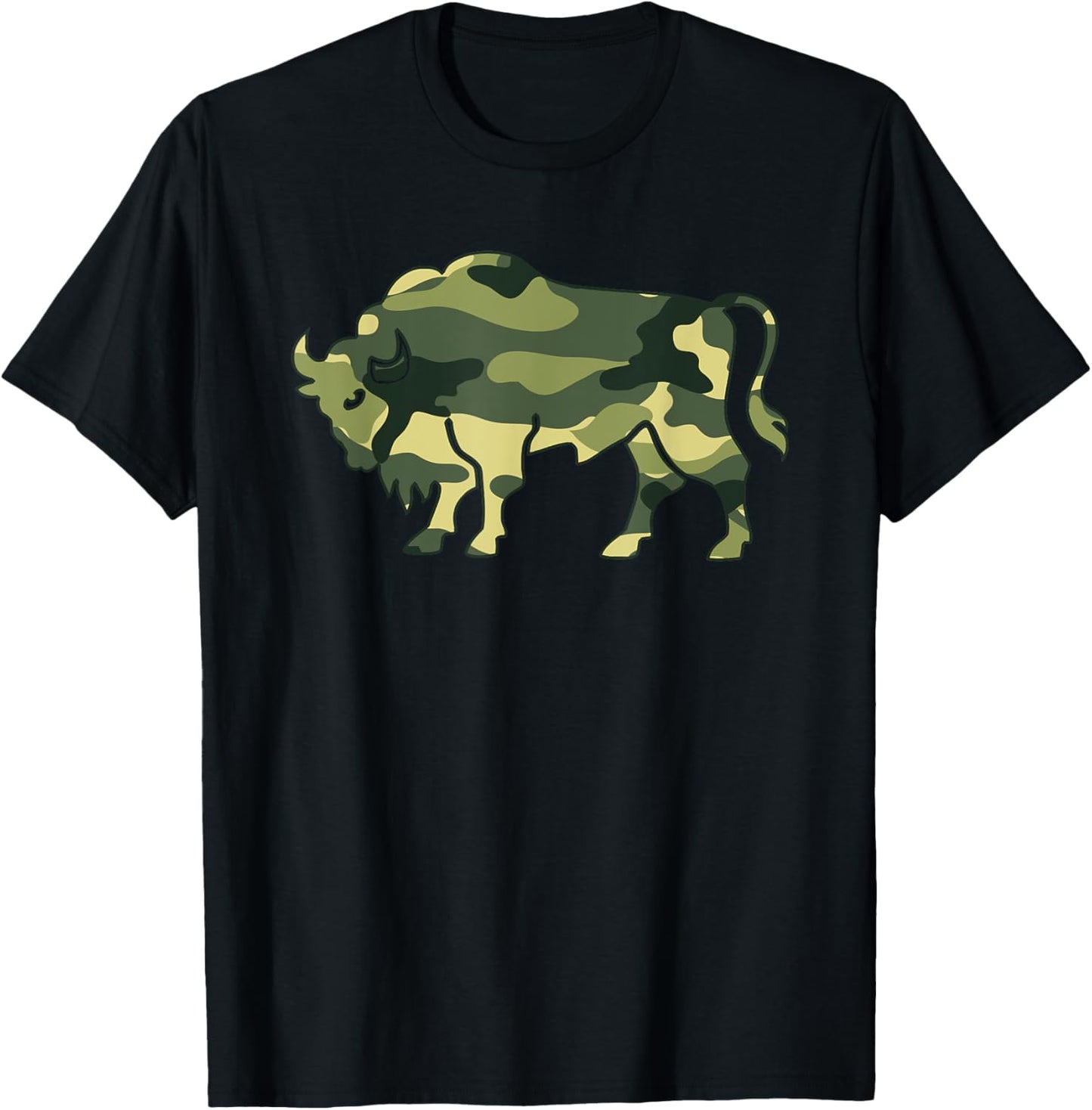 Military Gaur Camo Men Print US Indian bison Ox Veteran Gift T-Shirt - T-Shirt | Black