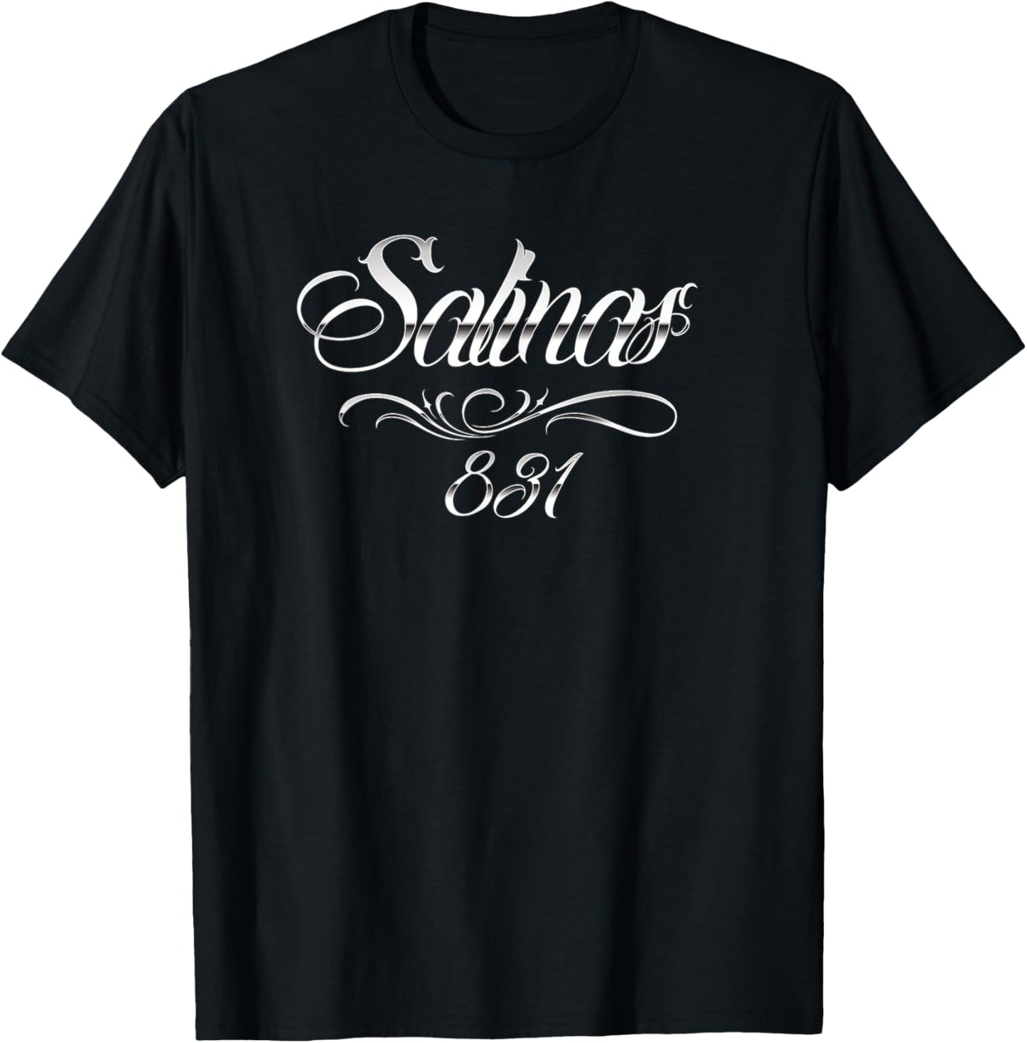Salinas Area Code 831 Chicano Script T-Shirt - T-Shirt | Black