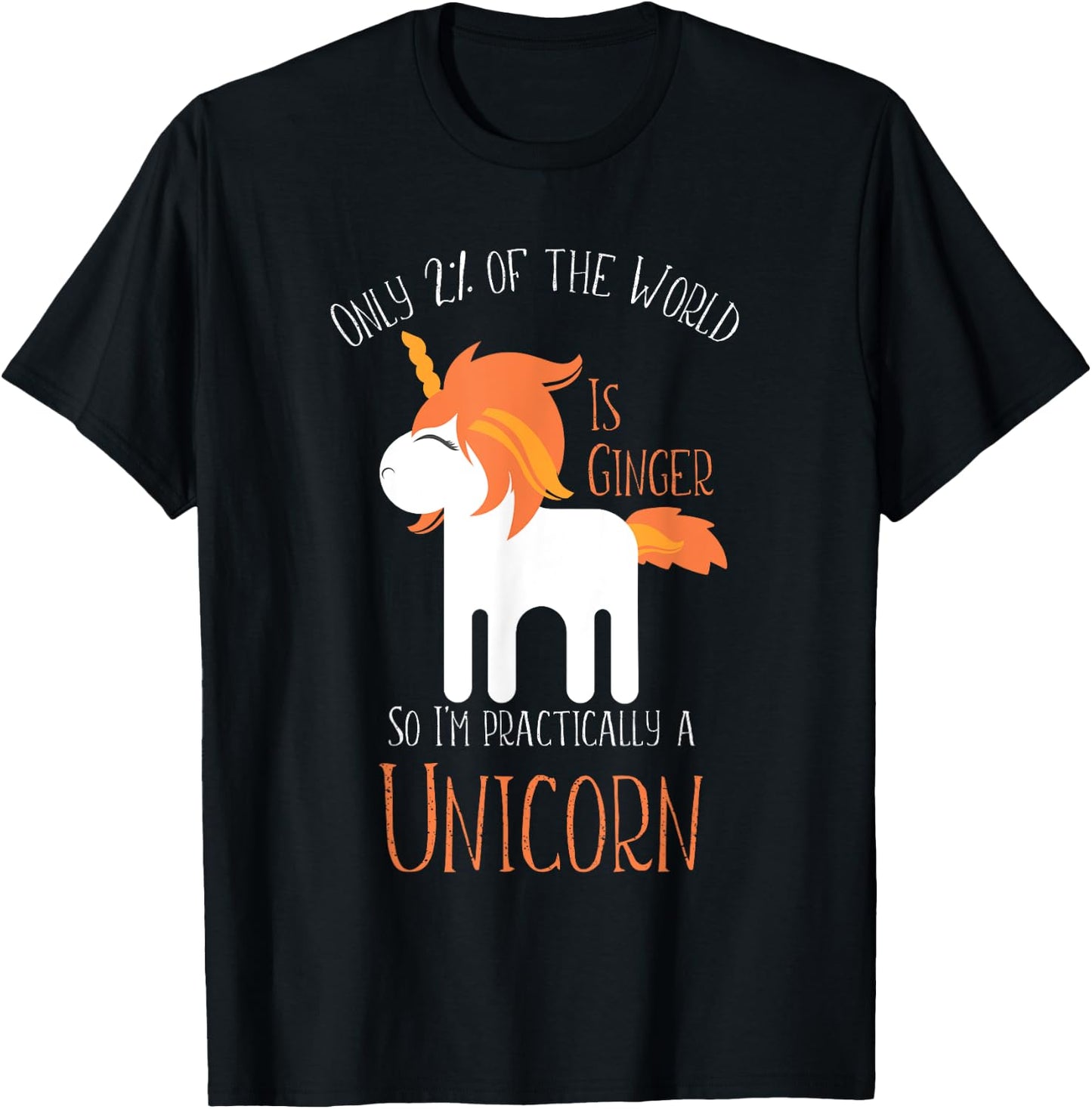 Funny Redheads and Kids Ginger Unicorn T-Shirt - T-Shirt | Black