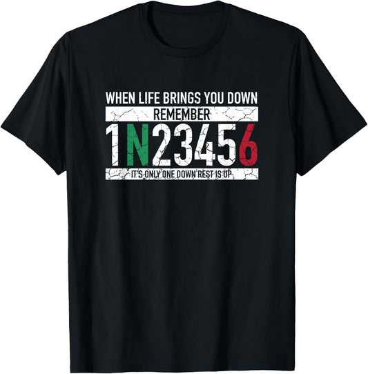 1N23456 Motorcycle Gear Shift Motorcyclist T-Shirt - T-Shirt | Black