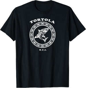 Tortola, BVI Vintage Retro Tribal Shark Vacation T-Shirt - T-Shirt | Black