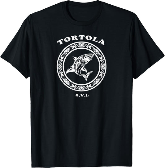 Tortola, BVI Vintage Retro Tribal Shark Vacation T-Shirt - T-Shirt | Black