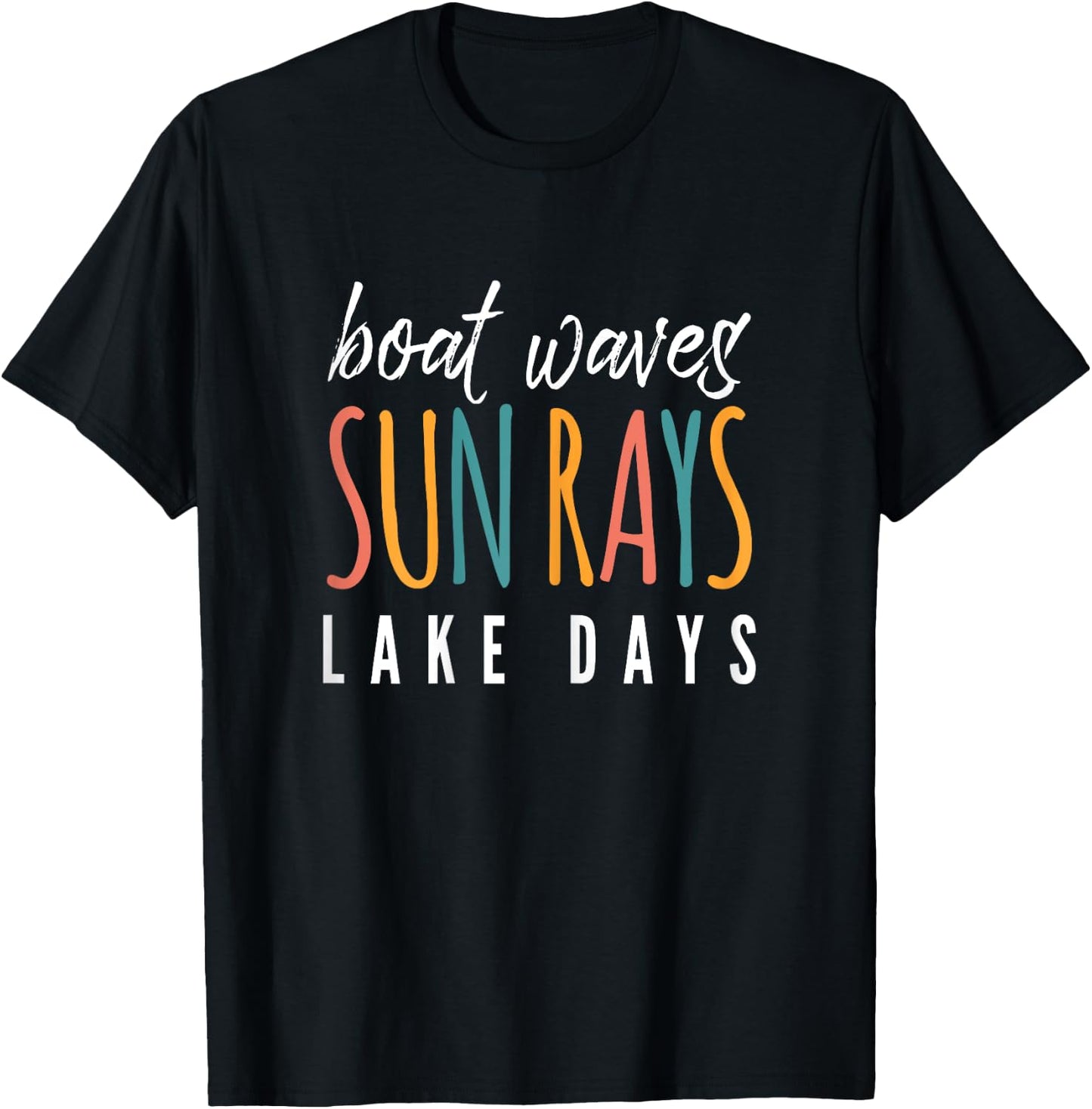 Boat Waves Sun Rays Lake Days Tank Lake Life T-Shirt - T-Shirt | Black