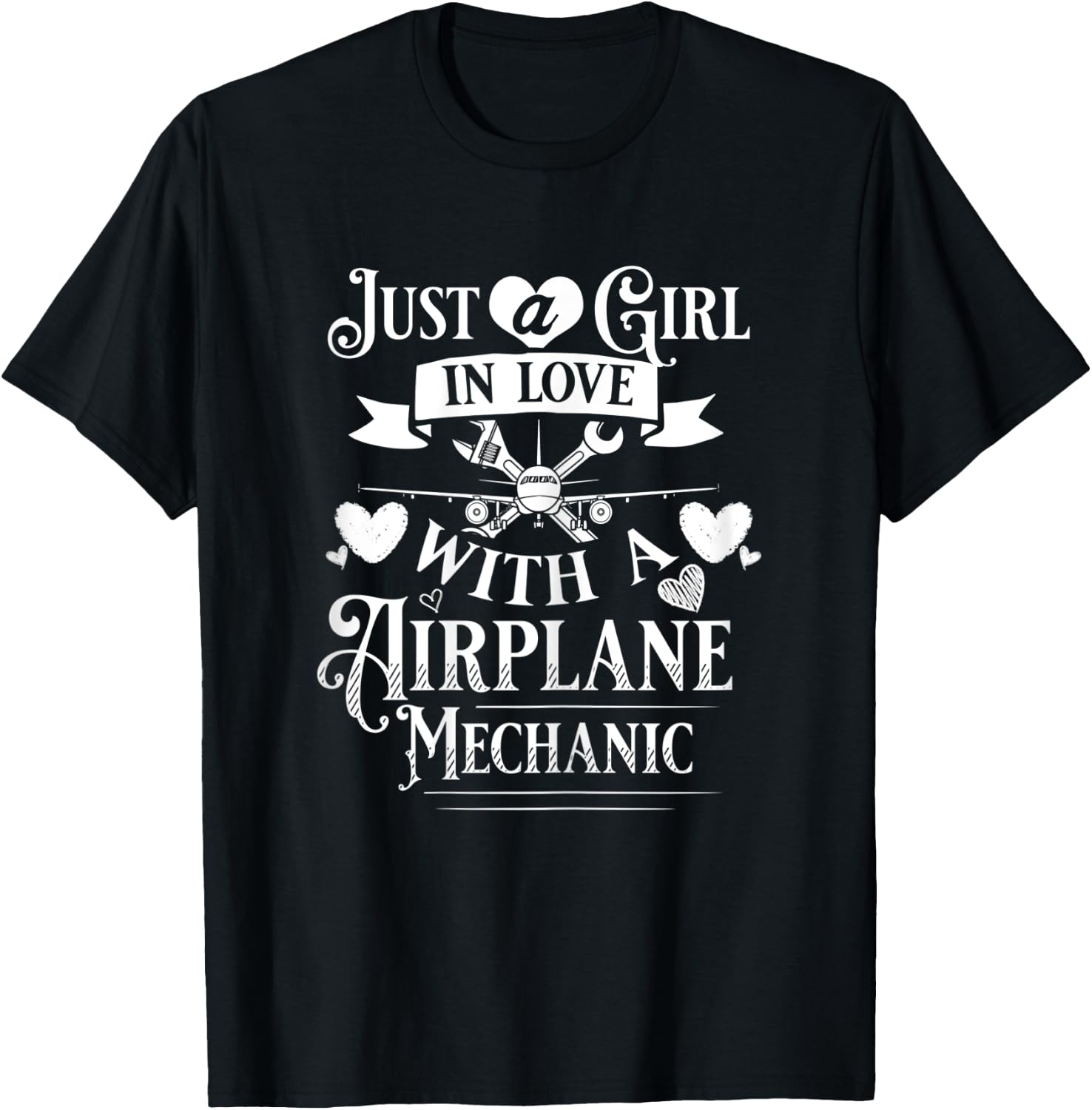 Aircraft Mechanic Wife Airplane Maintenance Technician T-Shirt - T-Shirt | Black