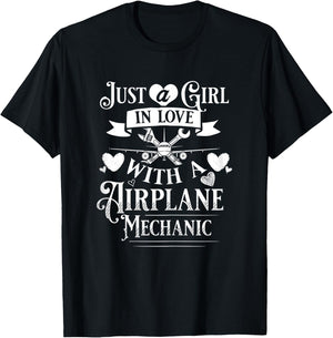 Aircraft Mechanic Wife Airplane Maintenance Technician T-Shirt - T-Shirt | Black