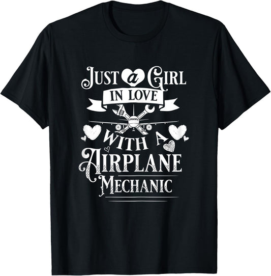 Aircraft Mechanic Wife Airplane Maintenance Technician T-Shirt - T-Shirt | Black