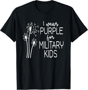 Purple Up in April Dandelion for Month of the Military Child T-Shirt - T-Shirt | Black