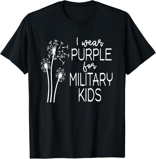 Purple Up in April Dandelion for Month of the Military Child T-Shirt - T-Shirt | Black