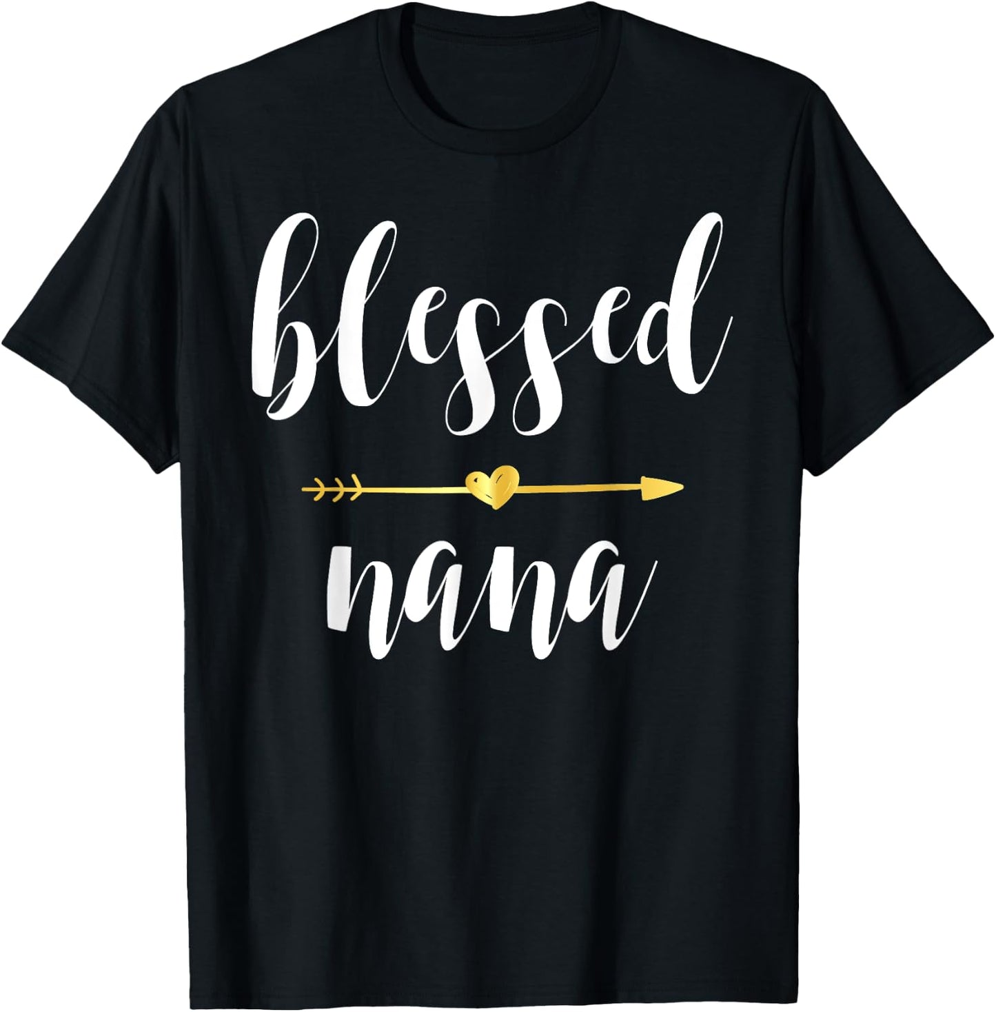 Blessed Nana Grandma Heart Arrow T-Shirt - T-Shirt | Black