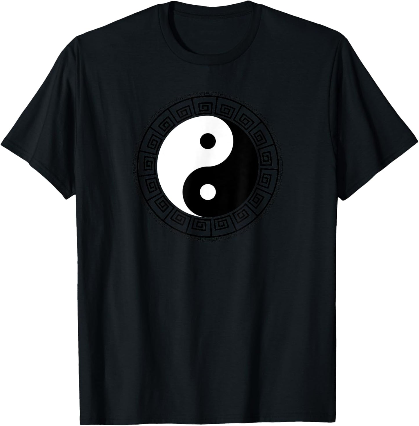 Greek Key Ying Yang Feng Shui Yin Yang T-Shirt - T-Shirt | Black