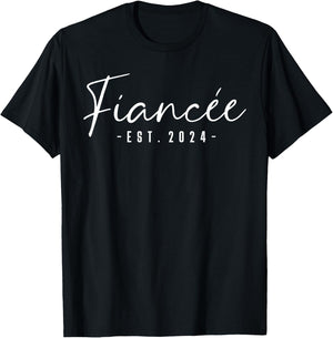 Fiancée Est 2024 Future Wife Engaged Gifts Her Engagement T-Shirt - T-Shirt | Black